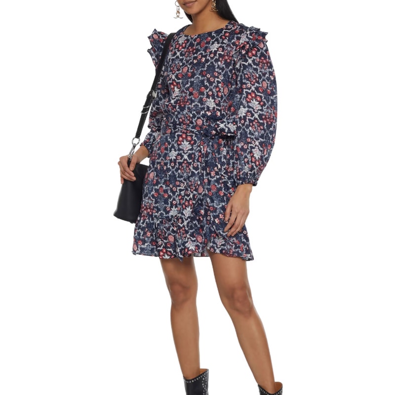 Isabel Marant Etoile Telicia Wrap-Effect Floral Print Linen Mini Dress